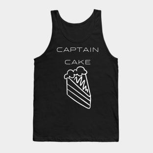 Captain Cake Typography White Design Tank Top